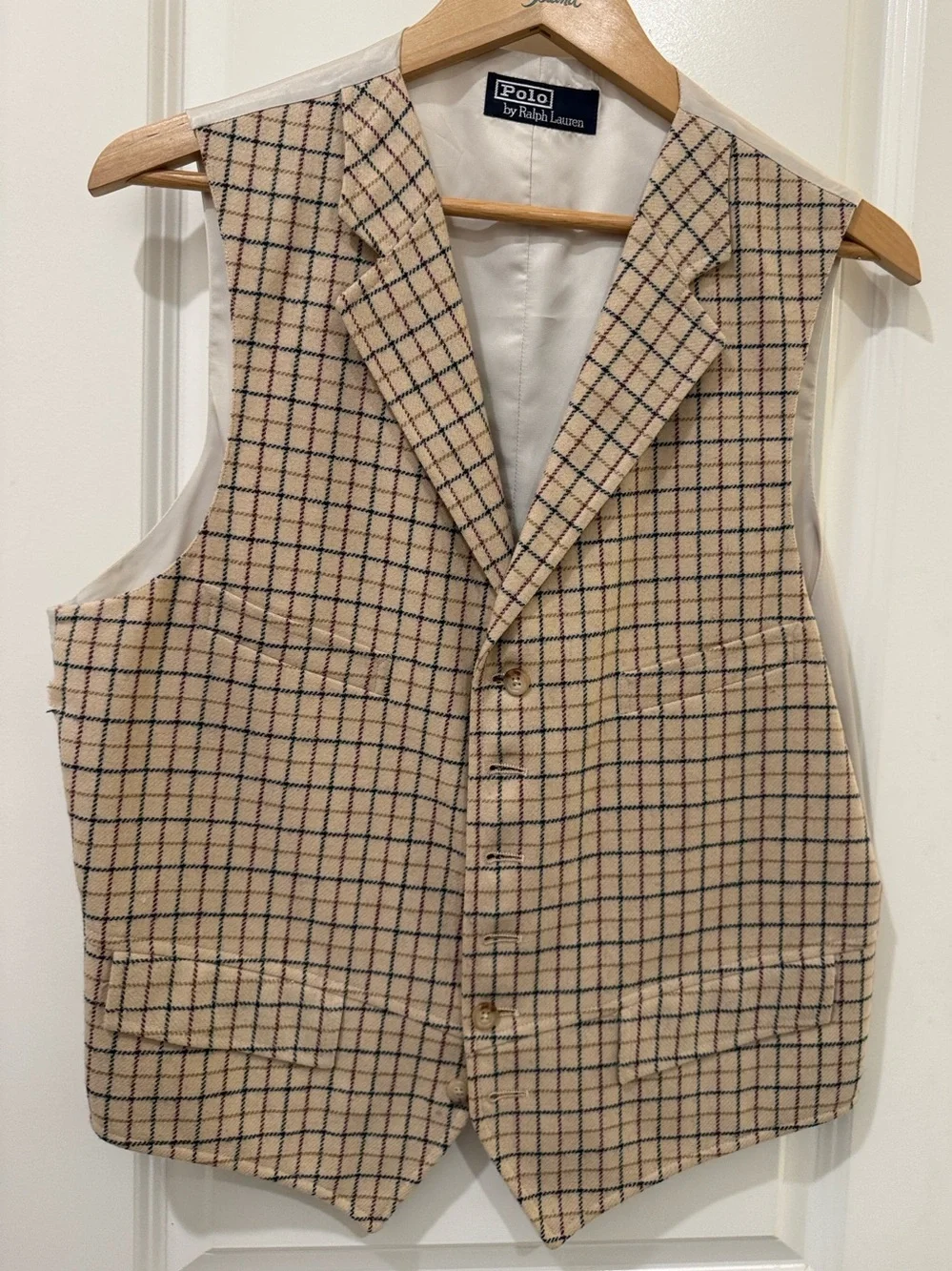 Vintage Polo Ralph Lauren Plaid Windowpane Tweed Vest Heritage